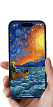 Phone wallpaper in the style of Loving Vincent