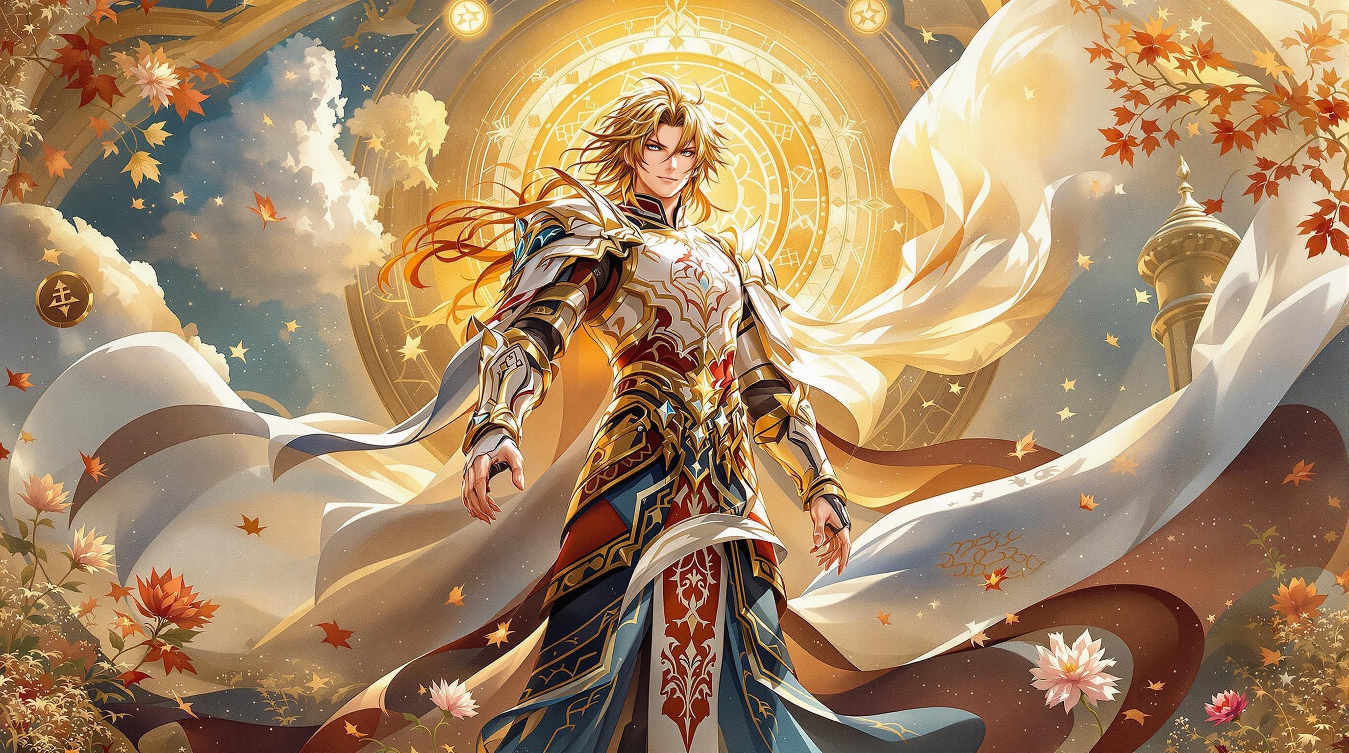 , ('Create a captivating painting that brings to life the theme "anime to be hero x wallpaper." At the heart of this artwork, depict a heroic anime character, standing triumphantly against a backdrop that merges fantasy and reality. The character is adorned in intricately detailed armor, reflecting both strength and elegance, with a flowing cape that dances in the wind. Surrounding the hero, incorporate elements of nature interwoven with mystical symbols, adding depth and intrigue to the scene.\n\nEmbrace the grandeur of classical style to influence the composition and technique of the painting. Use rich, warm colors and dramatic lighting to evoke the timeless beauty and majesty reminiscent of works by master artists. The hero\'s expression should convey determination and inspiration, inviting the viewer into a world where courage and valor reign supreme.\n\nEnsure that the composition is centered and balanced, with harmonious proportions and meticulous detailing, to create a crisp and clean aesthetic perfect for decor. The result is an exquisite piece of art that transforms any space into a realm of adventure and imagination.',)