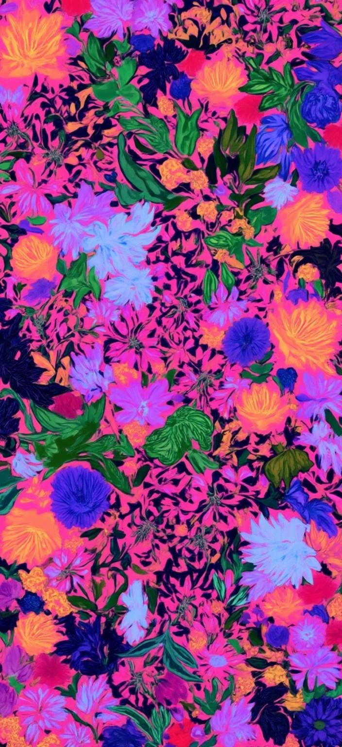 colorful_illustration, Title: "Vaporwave Symphony"

Description: 

Immerse yourself in a mesmerizing "Vaporwave Symphony," a digital wallpaper meticulously crafted to fit a 3440x1440 monitor, ensuring every detail is crisp and vibrant. This artwork transports you into a dreamy, neon-tinted world, drawing profound inspiration from the illustrious vaporwave aesthetic, infused with a vibrant and colorful illustration style that evokes a playful, dynamic, and hand-drawn feel.

At the heart of this composition, you'll find a harmonious blend of retro-futuristic elements and intricate organic motifs. The canvas dances with a lavish array of colors—pinks, purples, and turquoise—layered luxuriously to create a sense of depth and movement. Scattered throughout are swirling patterns, bold organic shapes, and delicate details reminiscent of Scandinavian folk art and mid-century botanical prints, offering nods to a nostalgic yet futuristic era.

The background is a tapestry of organic shapes, where scattered decorative elements such as dots and swirls play joyfully across the design. Various leaves and floral elements are arranged harmoniously, their radial patterns forming a natural, free-flowing quality that is both soothing and invigorating. These elements create a whimsical landscape that balances the lavish style with an intricate composition, blending bold shapes and abstract motifs seamlessly.

Every corner of this digital wallpaper is a visual delight, inviting you to explore the ornate radial floral patterns and the luxurious layering of colors and patterns. This carefully centered artwork ensures it is not only a perfect fit for your monitor but also a statement piece that transforms any space with its captivating and dynamic energy.

Ideal for those who appreciate the seamless fusion of classic and modern aesthetics, "Vaporwave Symphony" promises a striking and elegant addition to your digital environment, making every glance at your screen an invitation to a world where nostalgia meets the avant-garde.